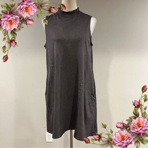 Simply Noelle pepper color a-lube loose fit sleeveless mini dress with high neck